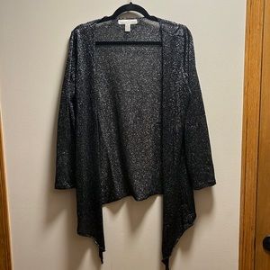 Sheer black glitter handkerchief cardigan with roll up sleeves